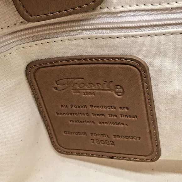 Fossil Hibiscus Boat Double Bamboo Handle  Bag Floral Purse 75082 Key Charm - Picture 11 of 11